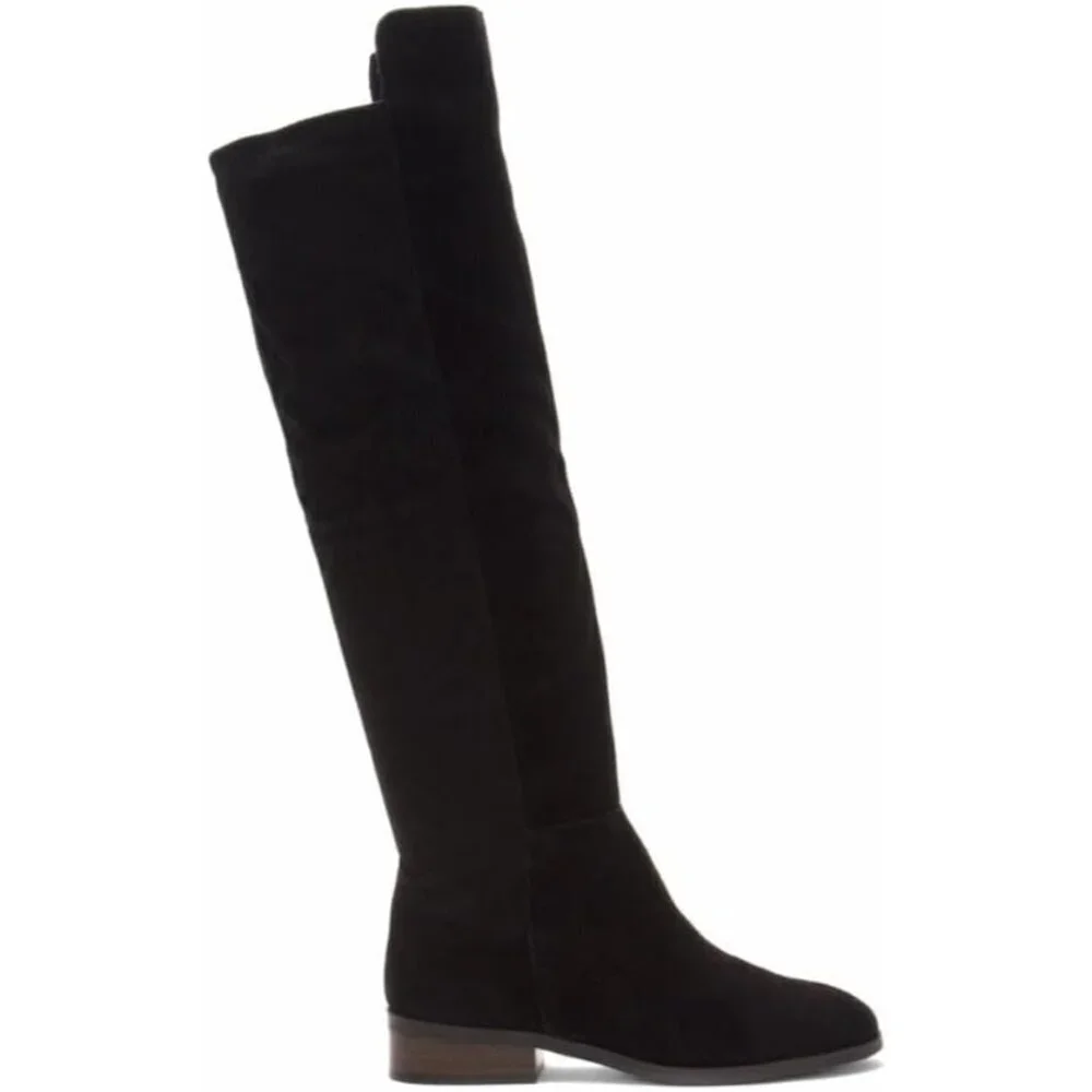 Women's Black Above the Knee Pointed Toe Low Heel Calypso Winter Long Boot